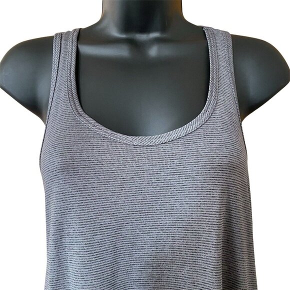 Apana Women’s Large Tie Back Tank Top Gray Striped Racerback Activewear Yoga - Picture 5 of 11